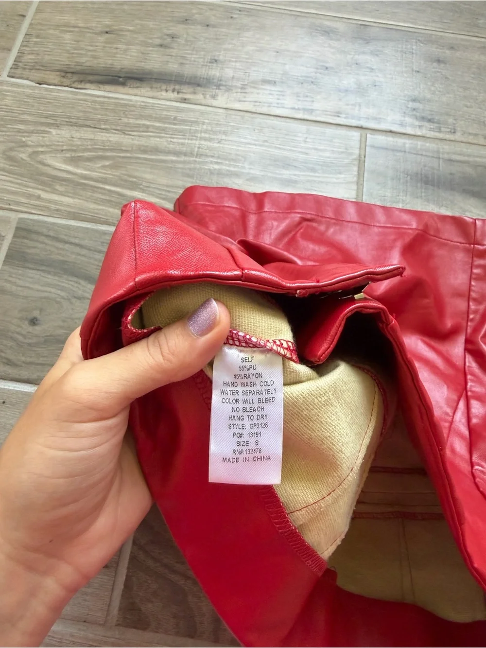 Glam faux leather red high waisted shorts sz Small